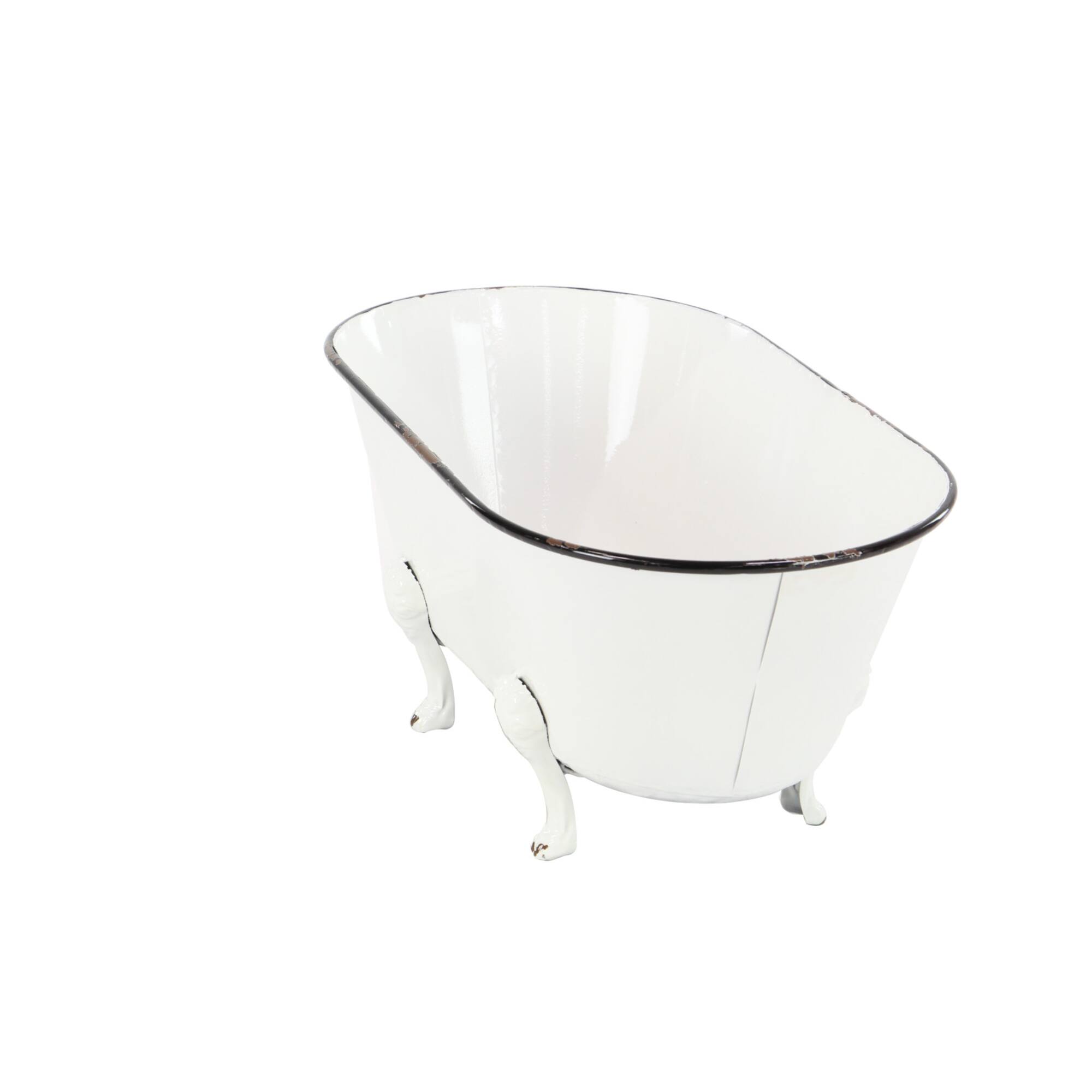 20" White Metal Farmhouse Planter